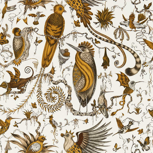 Quetzal Wallpaper - Gold - Clarke & Clarke - W0217/02 - Morris Wallpaper