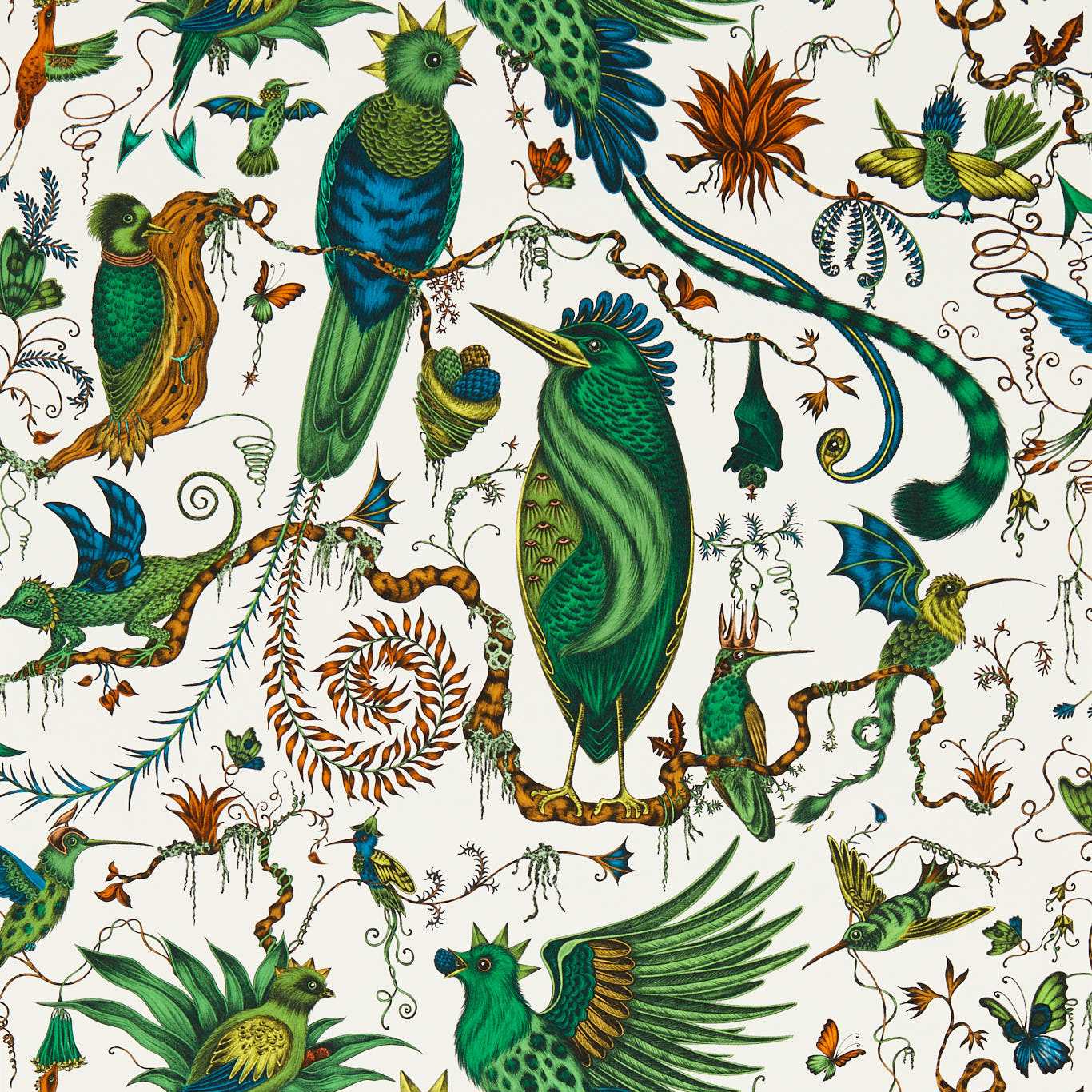 Quetzal Wallpaper - Green - Clarke & Clarke - W0217/03 - Morris Wallpaper
