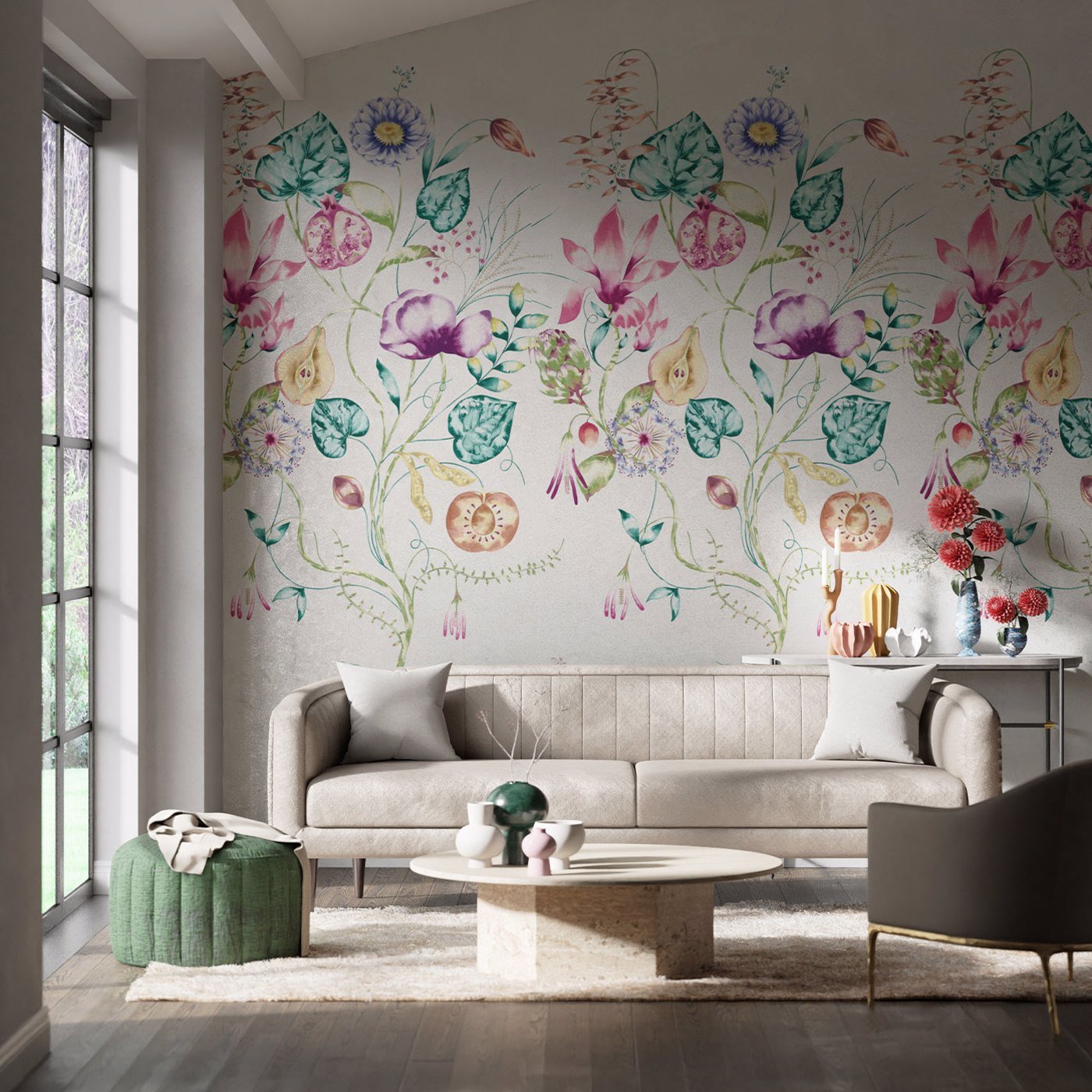 Quintessence Wallpaper - Lagoon/Cerise - Harlequin - HZAP111775 - Morris Wallpaper