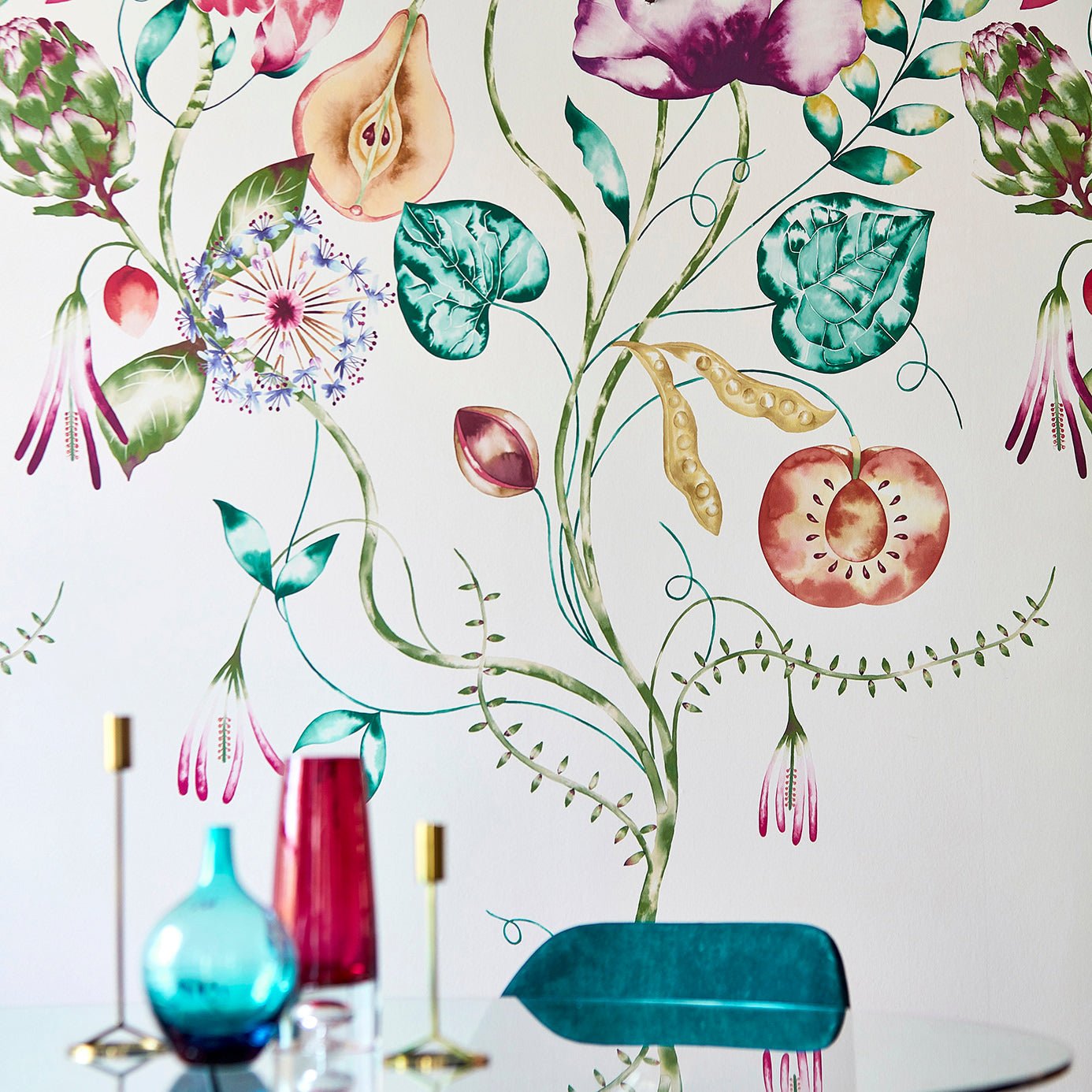 Quintessence Wallpaper - Lagoon/Cerise - Harlequin - HZAP111775 - Morris Wallpaper
