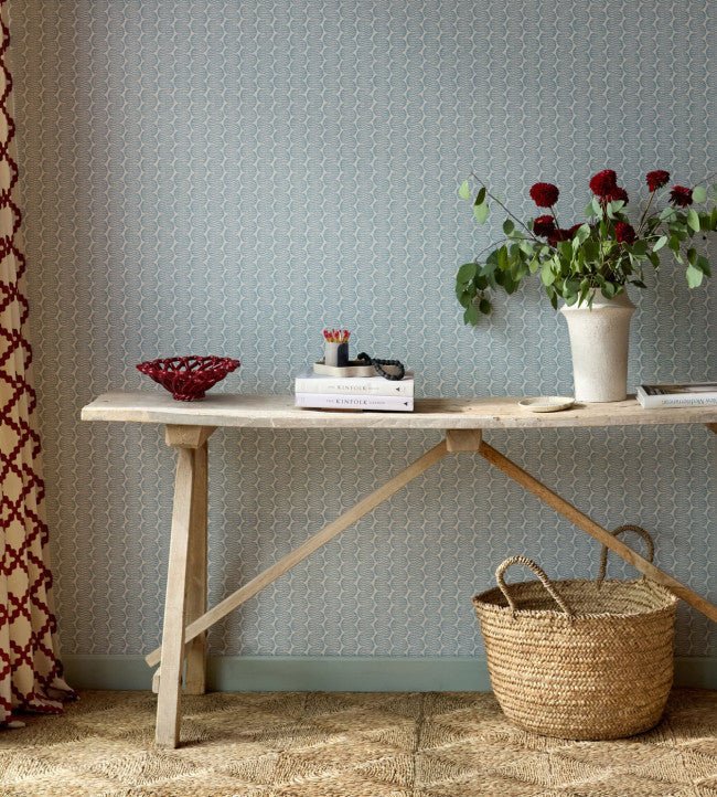 Raft Stripe Wallpaper - Coast Blue - Scion - NSCW113241 - Morris Wallpaper