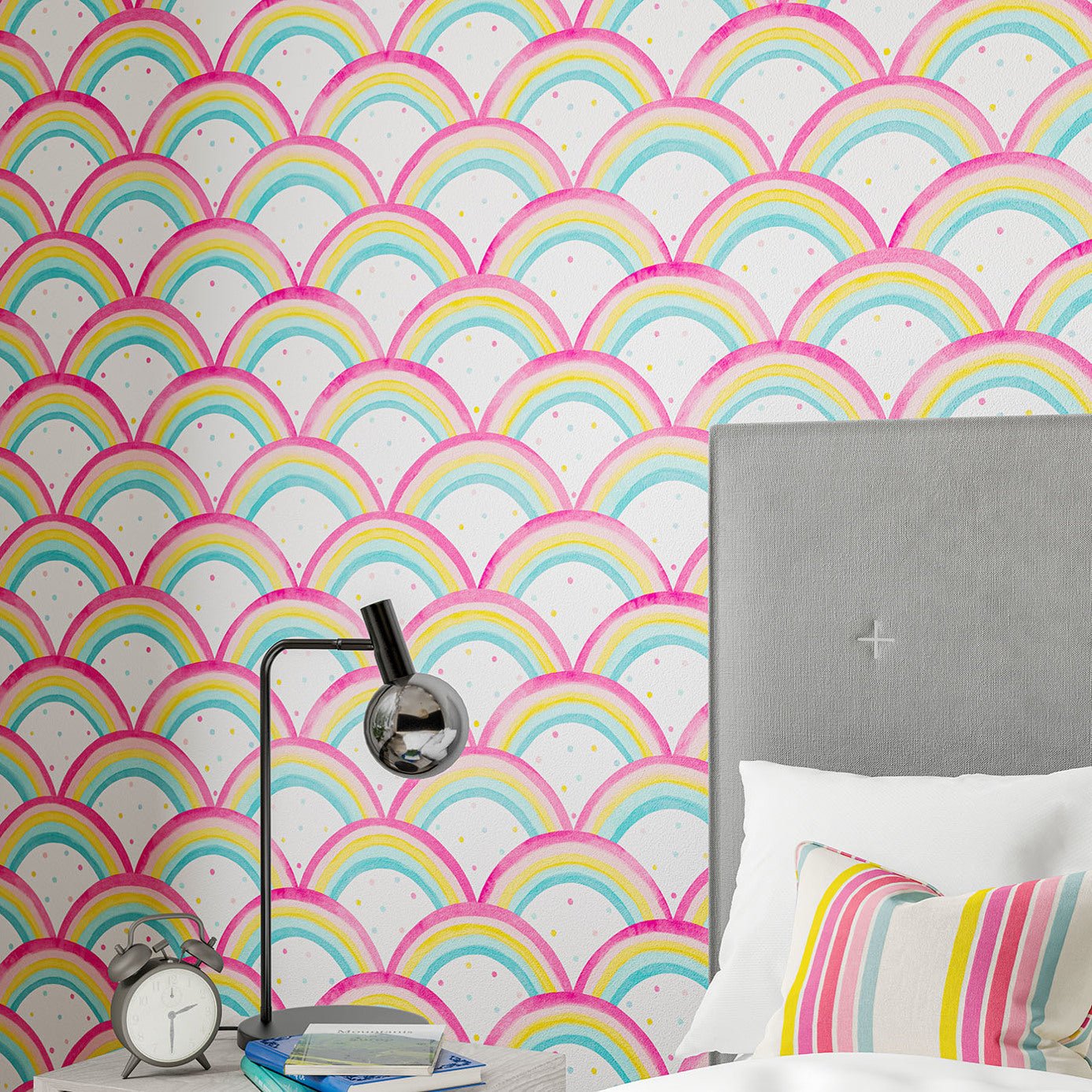 Rainbow Brights Wallpaper - Cherry/Blossom/Pineapple/Sky - Harlequin - HLTF112645 - Morris Wallpaper