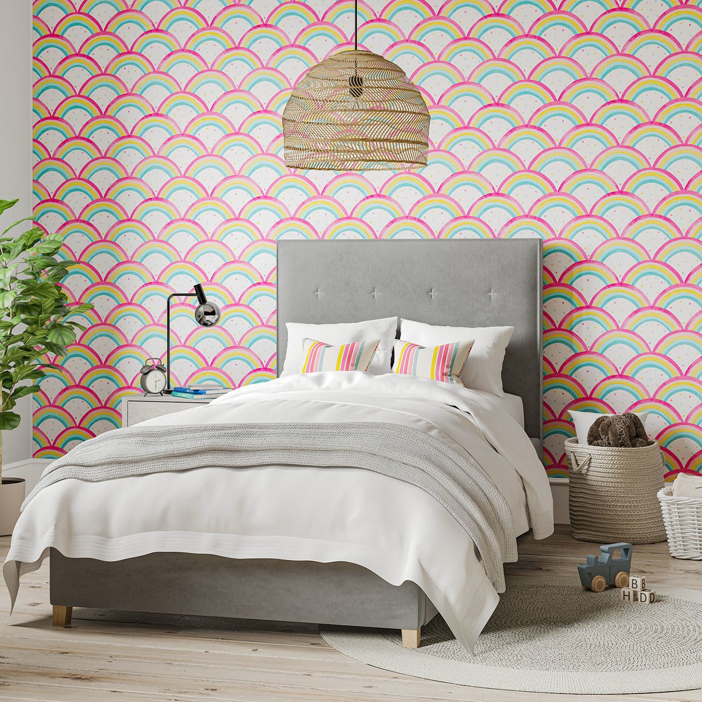 Rainbow Brights Wallpaper - Cherry/Blossom/Pineapple/Sky - Harlequin - HLTF112645 - Morris Wallpaper