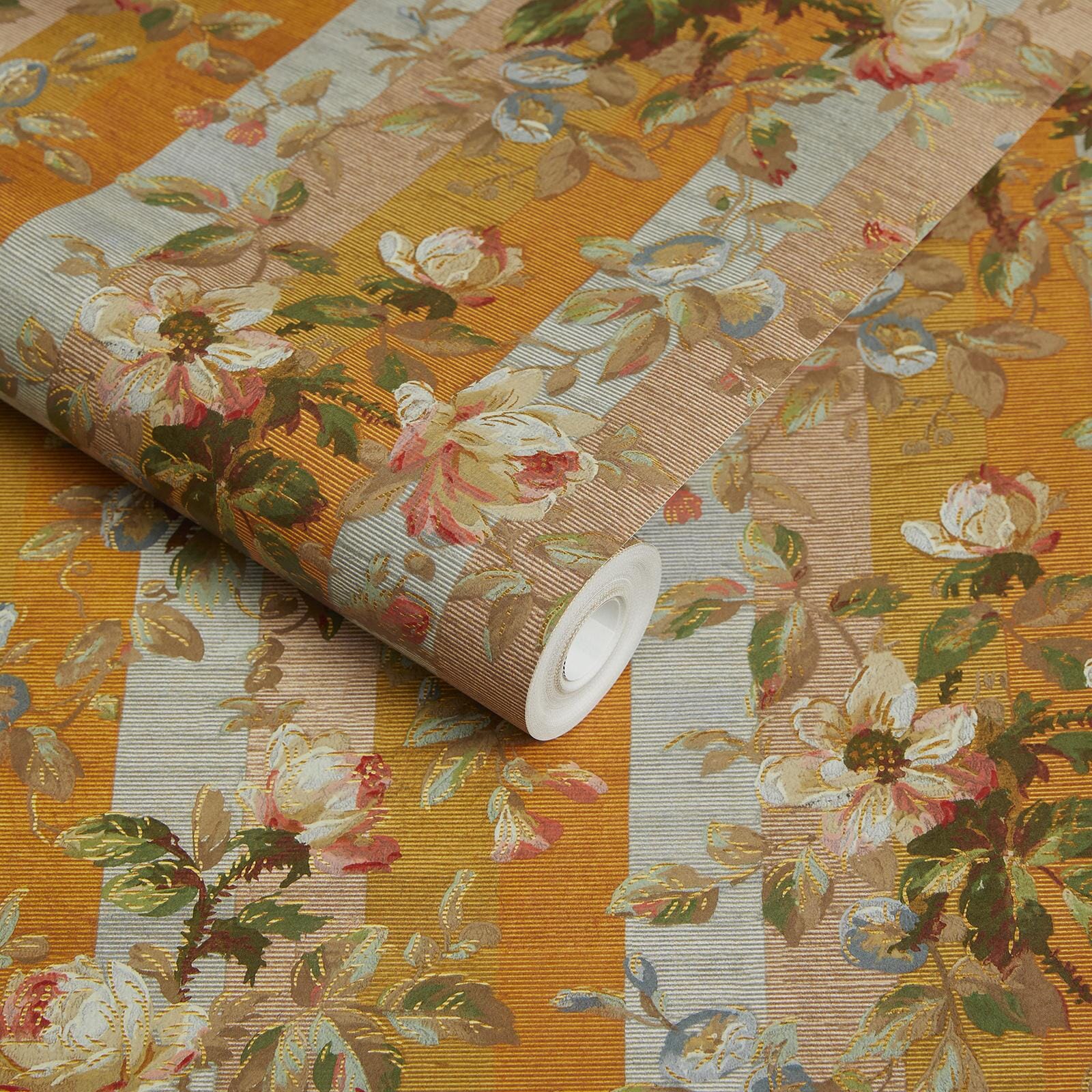 Rainbow Rose Stripe Wallpaper - Dusk - House of Hackney - 1-WA-RAI-DI-DUS-XXX - Morris Wallpaper