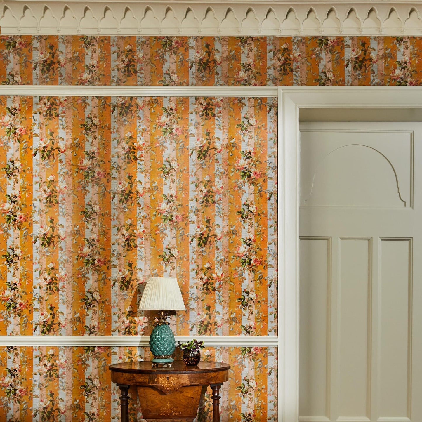 Rainbow Rose Stripe Wallpaper - Dusk - House of Hackney - 1-WA-RAI-DI-DUS-XXX - Morris Wallpaper