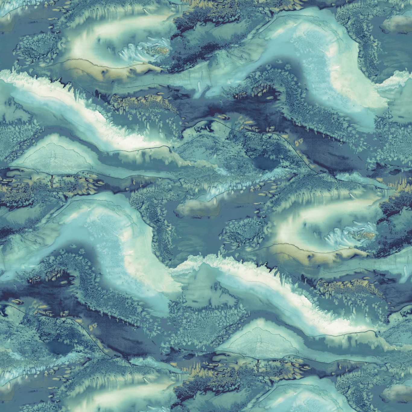 Reflected Obsidian Wallpaper - Azurite - Harlequin - HQN2112852 - Morris Wallpaper
