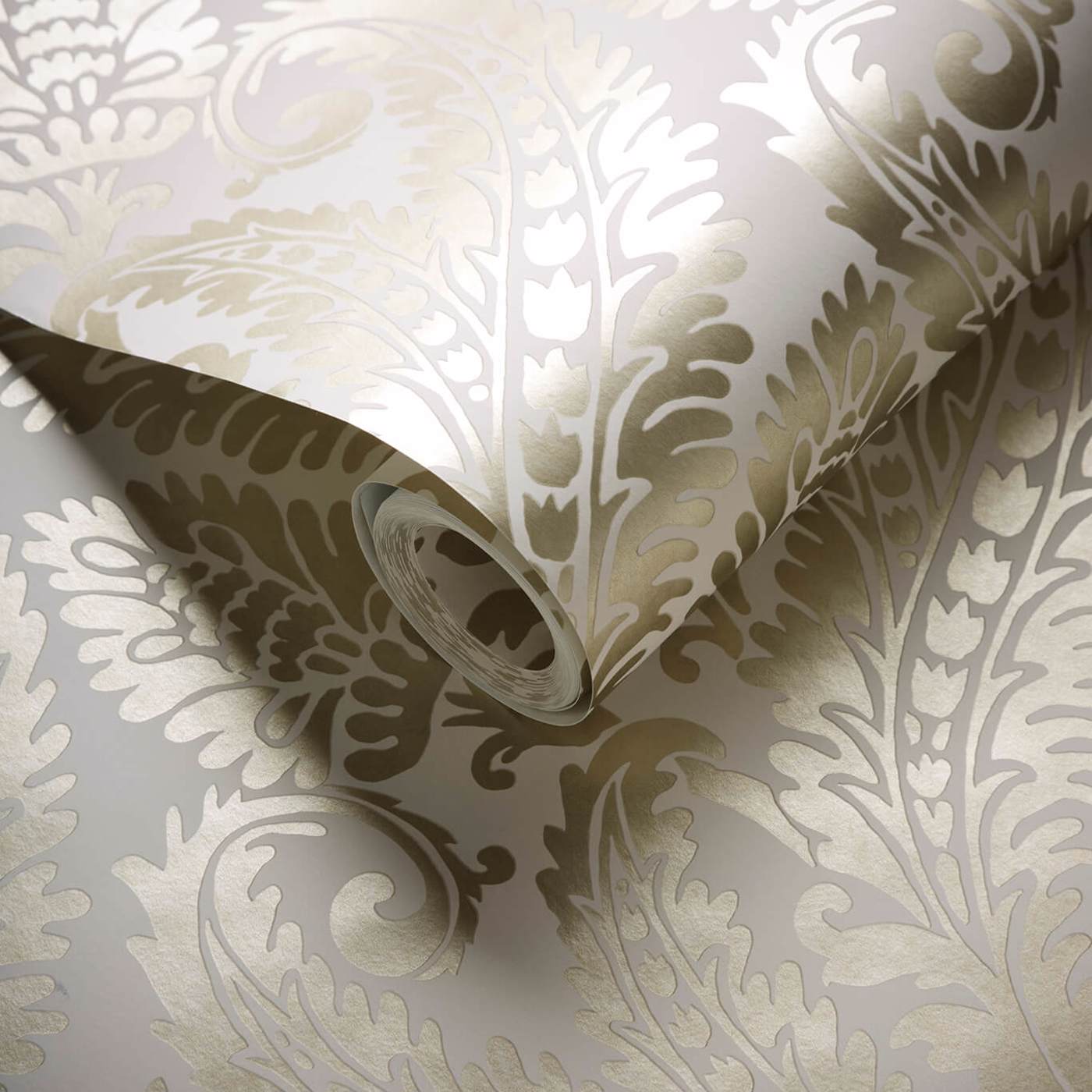 Regale Wallpaper - Gilver/Ivory - Clarke & Clarke - W0161/02 - Morris Wallpaper