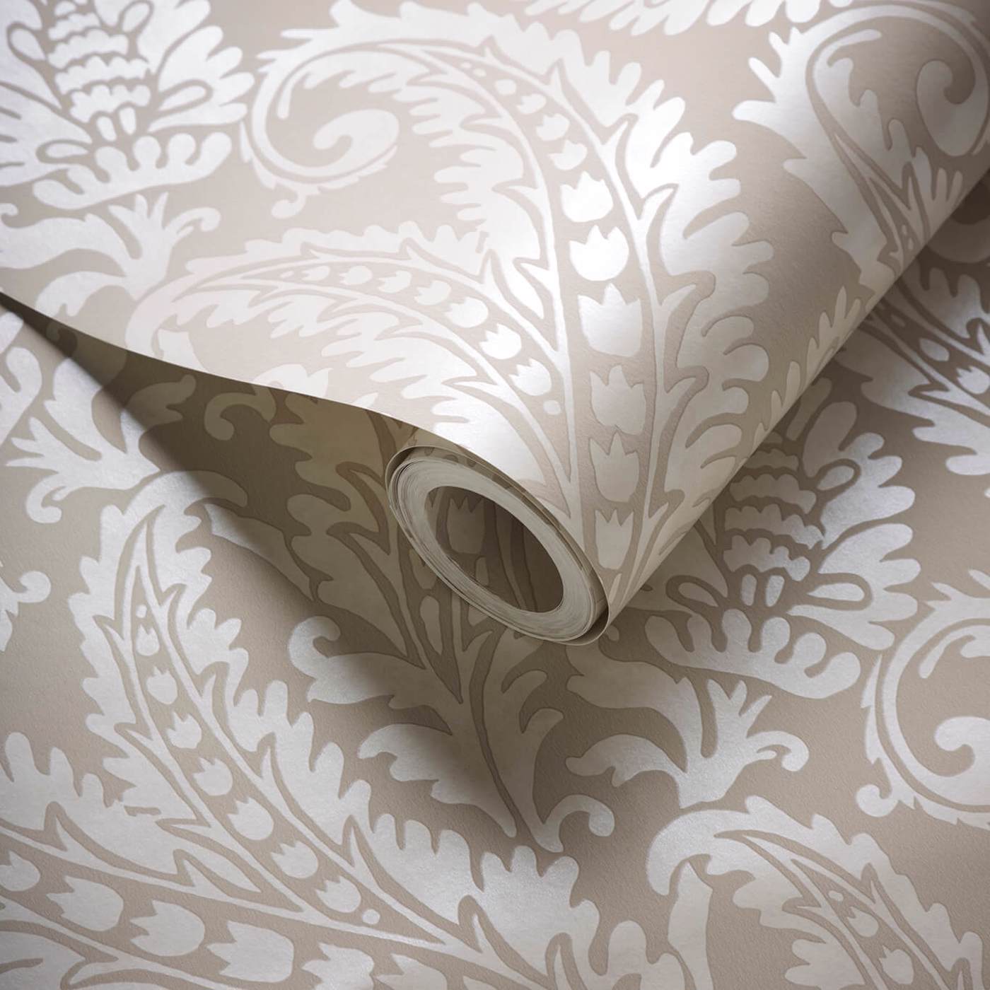 Regale Wallpaper - Ivory/Mocha - Clarke & Clarke - W0161/03 - Morris Wallpaper