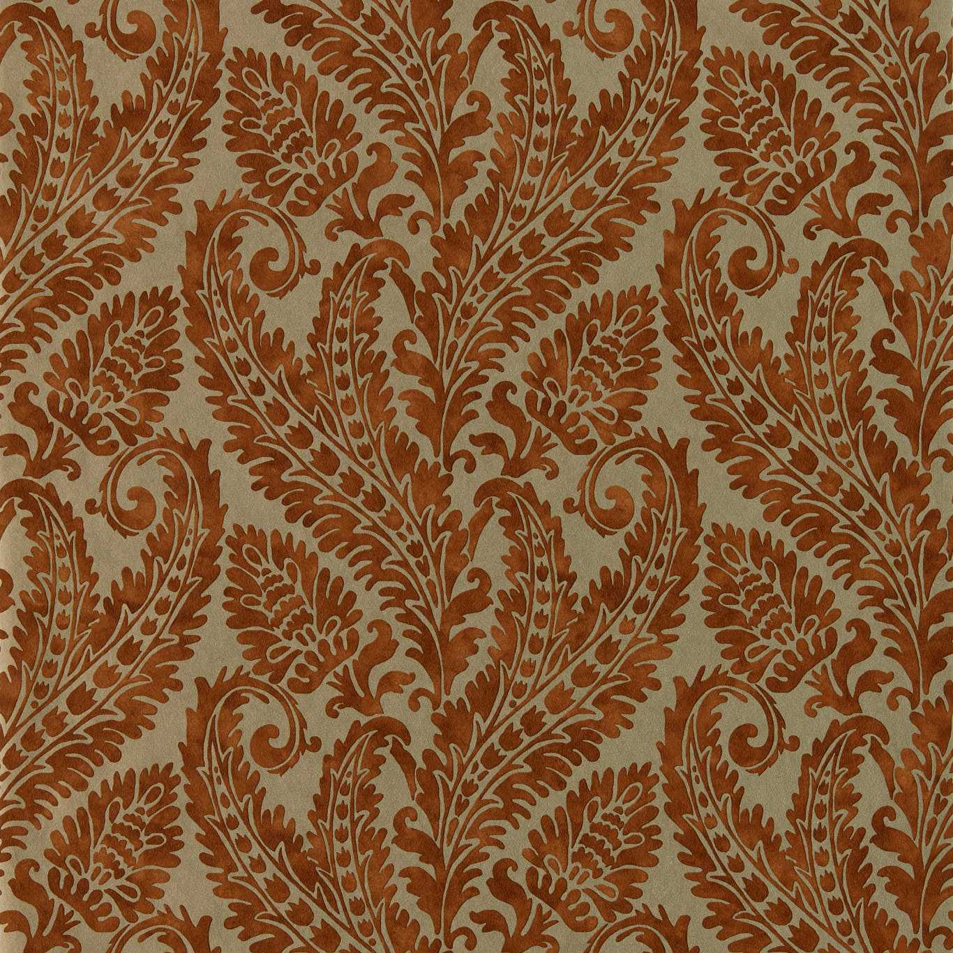 Regale Wallpaper - Russet/Gilver - Clarke & Clarke - W0161/04 - Morris Wallpaper