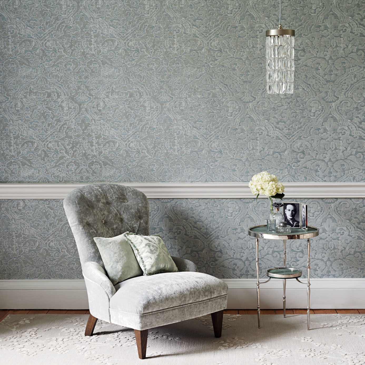 Renaissance Damask Wallpaper - Linen - ZCON312024 - Zoffany - Morris Wallpaper