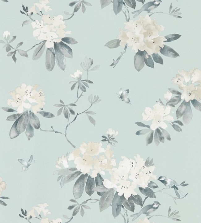 Rhodera Wallpaper - Aqua - DWAP216263 - Sanderson - Morris Wallpaper