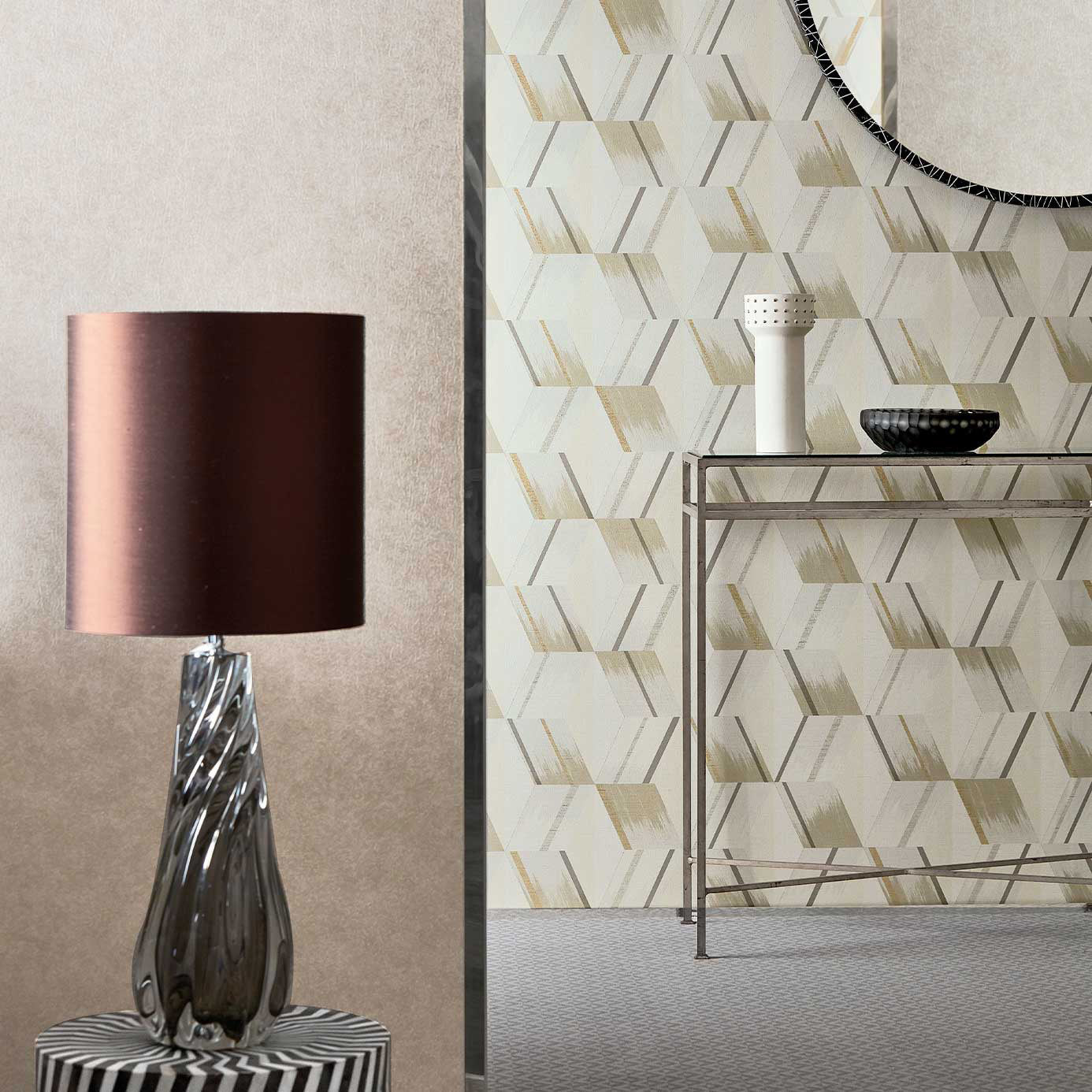 Rhombi Wallpaper - Anthracite - Zoffany - ZRHW312895 - Morris Wallpaper