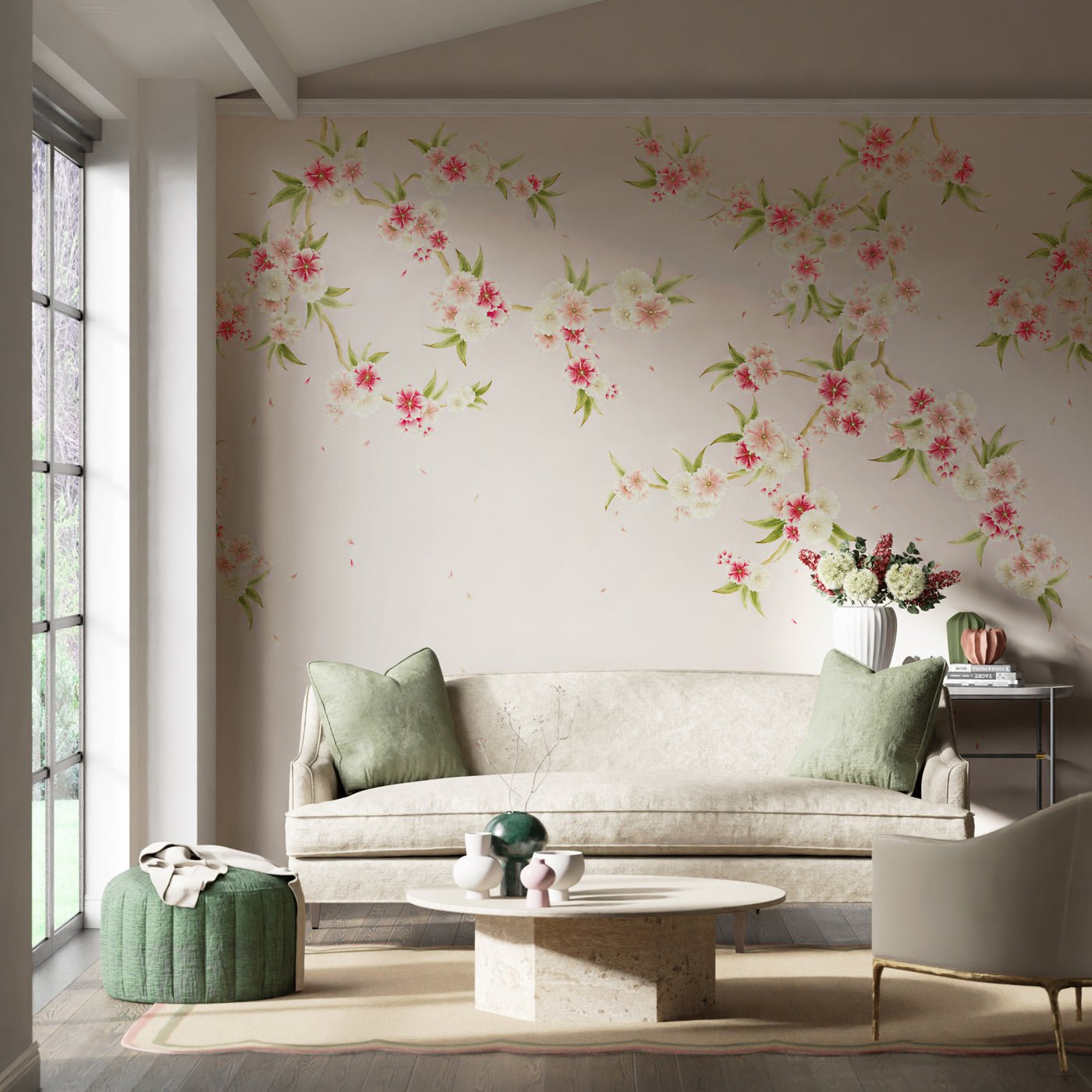 Rosa Wallpaper - Blush Pearl/Peony/Meadow - Harlequin - HDHW112887 - Morris Wallpaper