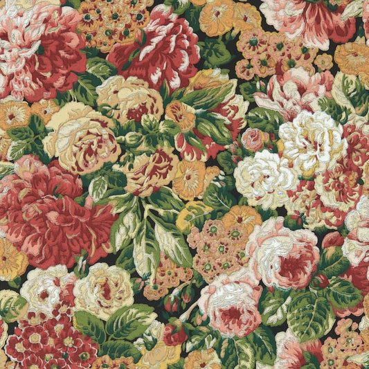 Rose and Peony Wallpaper - Amanpuri Red/Devon Green - DOSW217028 - Sanderson - One Sixty - Morris Wallpaper