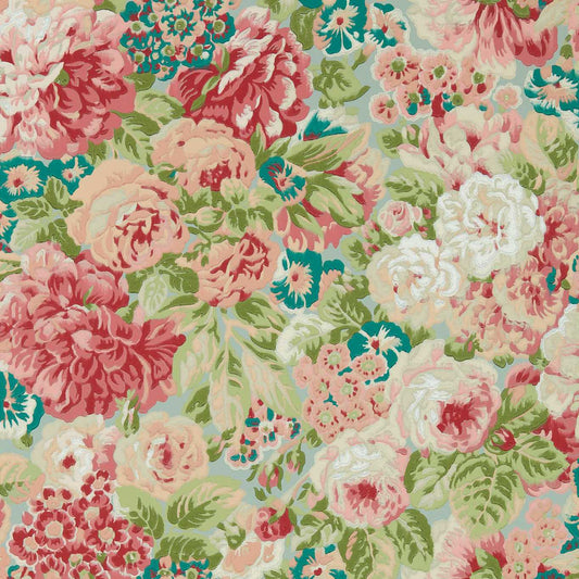 Rose And Peony Wallpaper - Blue Clay/Carmen Lt - DOSW217029