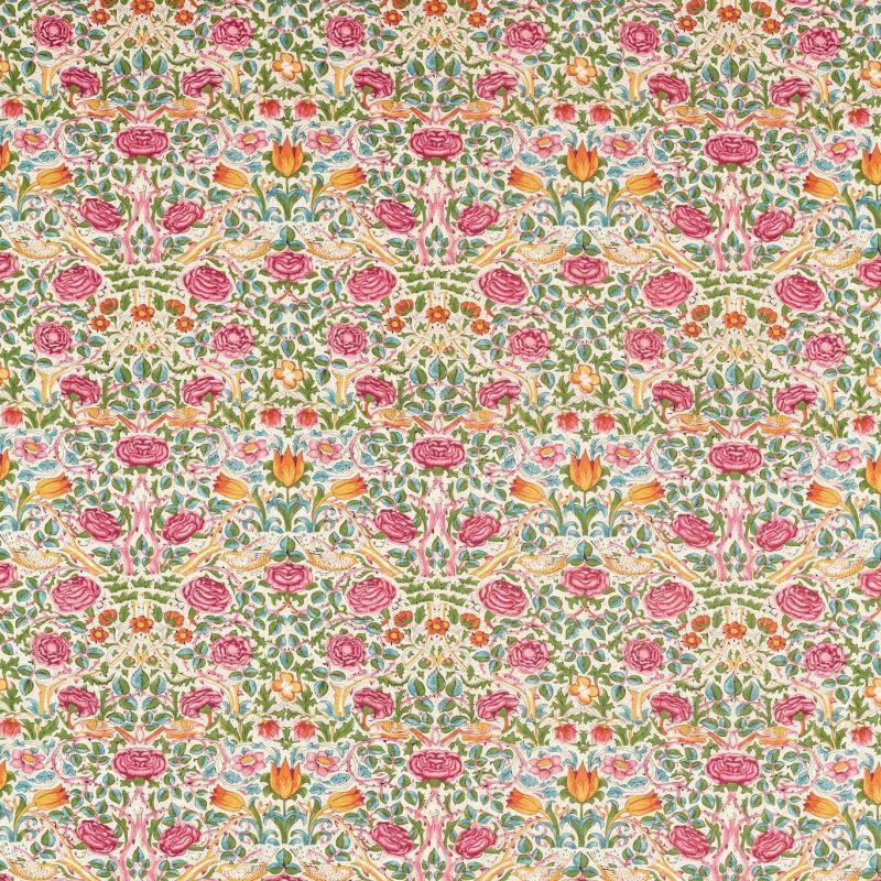 Rose Fabric - Green/Rose - Morris & Co - 227023 - Premier Wallcovering