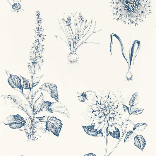 Roseraie Wallpaper - Midnight - Clarke & Clarke - W0197/03 - Morris Wallpaper
