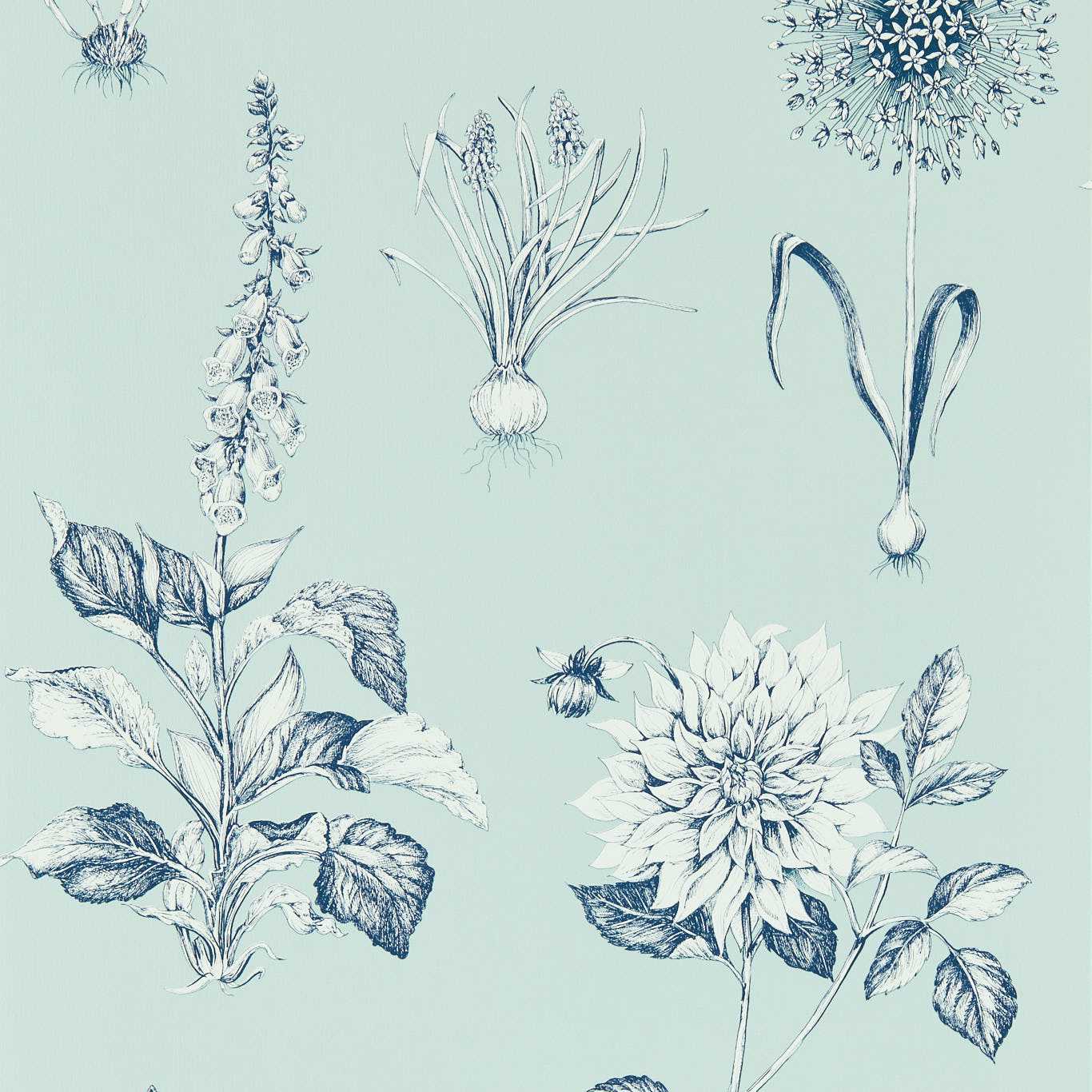 Roseraie Wallpaper - Seaglass - Clarke & Clarke - W0197/04 - Morris Wallpaper