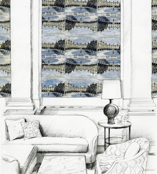 Royal Exchange Wallpaper - Taloyrs Grey/Platinum - ZPLW312971 - Zoffany - Morris Wallpaper