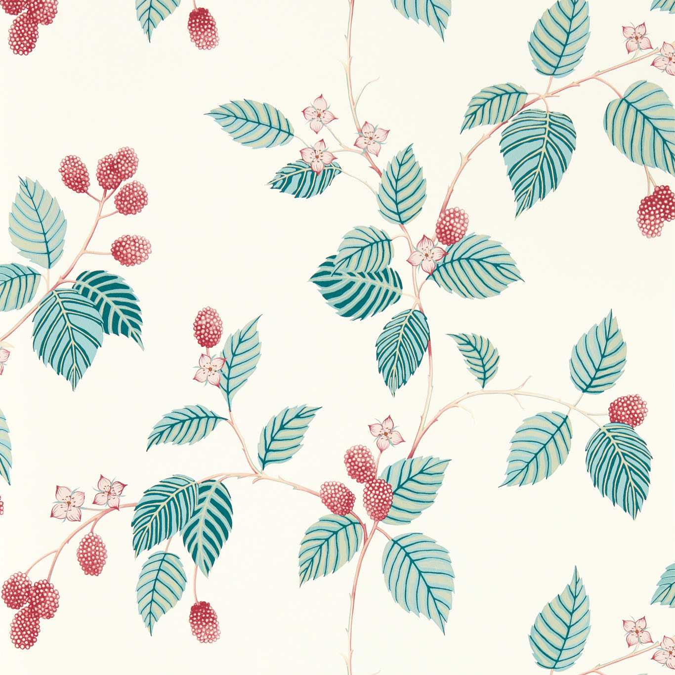 Rubus Wallpaper - Raspberry - DABW217228 - Sanderson - Morris Wallpaper