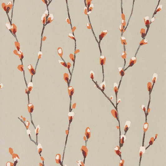 Salice Wallpaper - Tangerine/Gilver - Harlequin - HSTO111470 - Morris Wallpaper