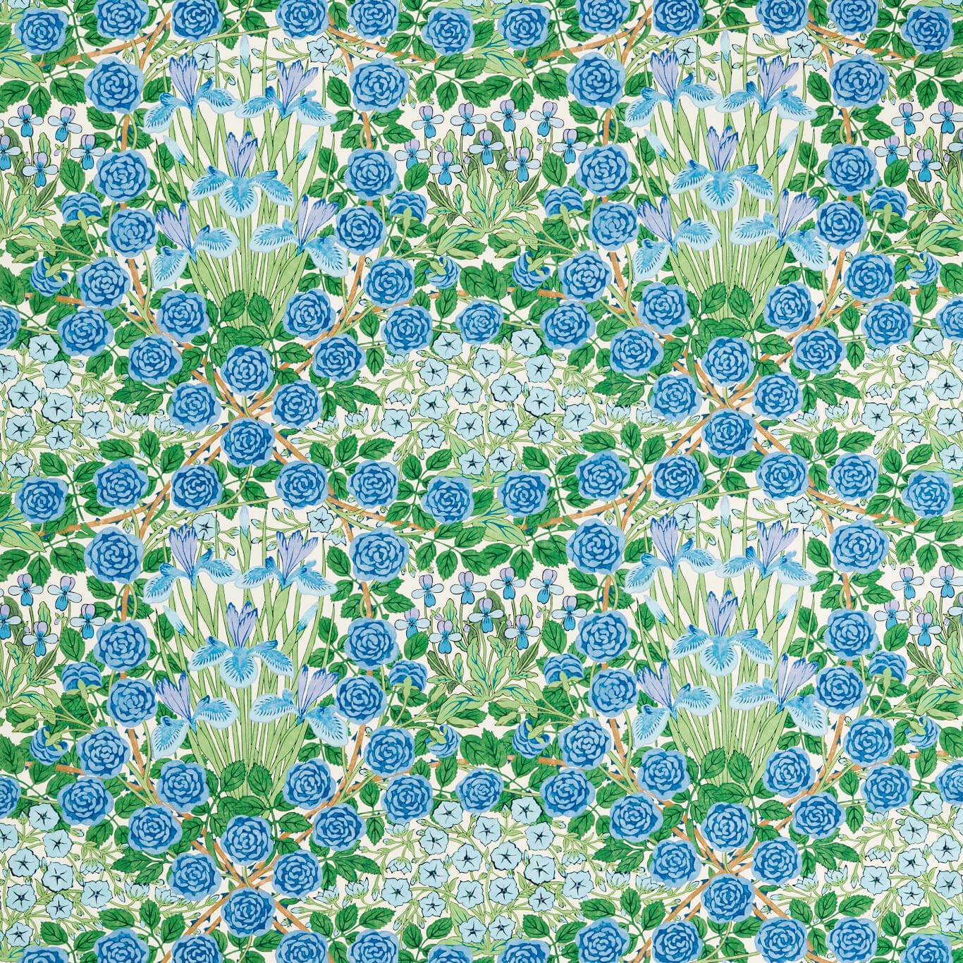 Sanderson - Campanula Peacock/Opal Fabric - MVOF227224 - Morris Wallpaper
