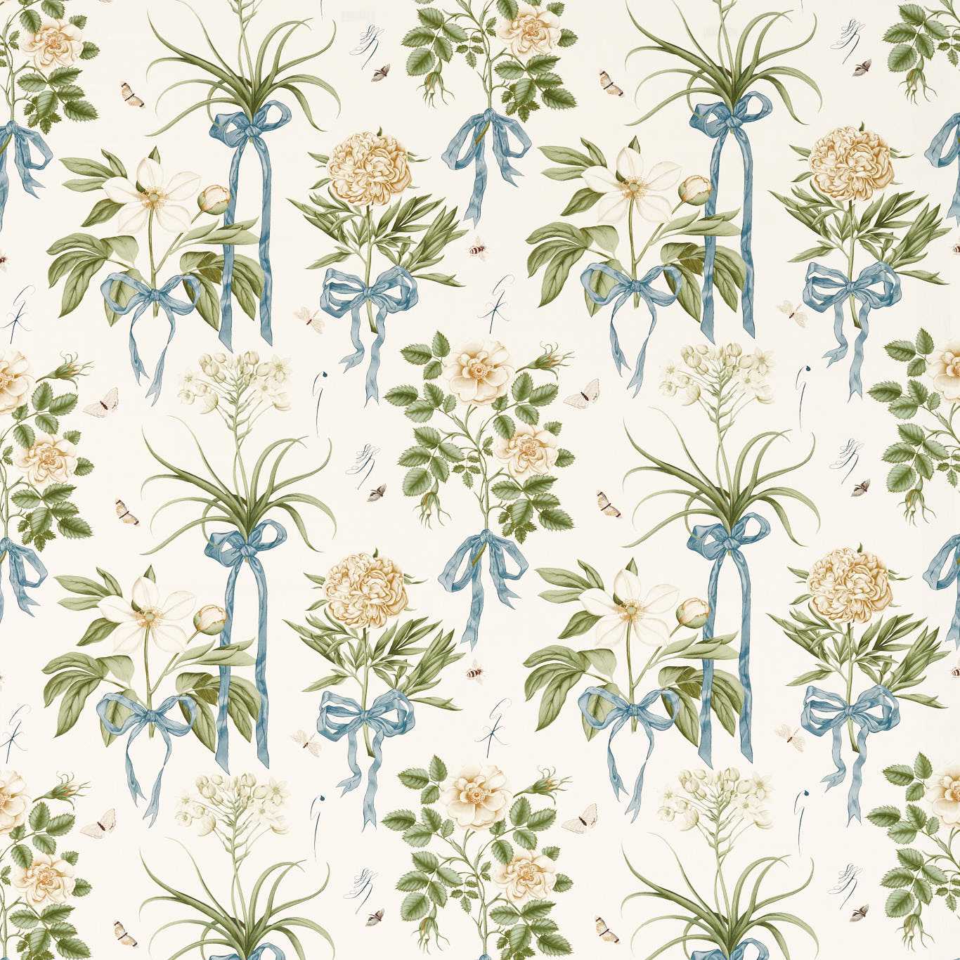 Sanderson - Cupid's Beau Quince/Chalk Fabric - DGDF227184 - Morris Wallpaper