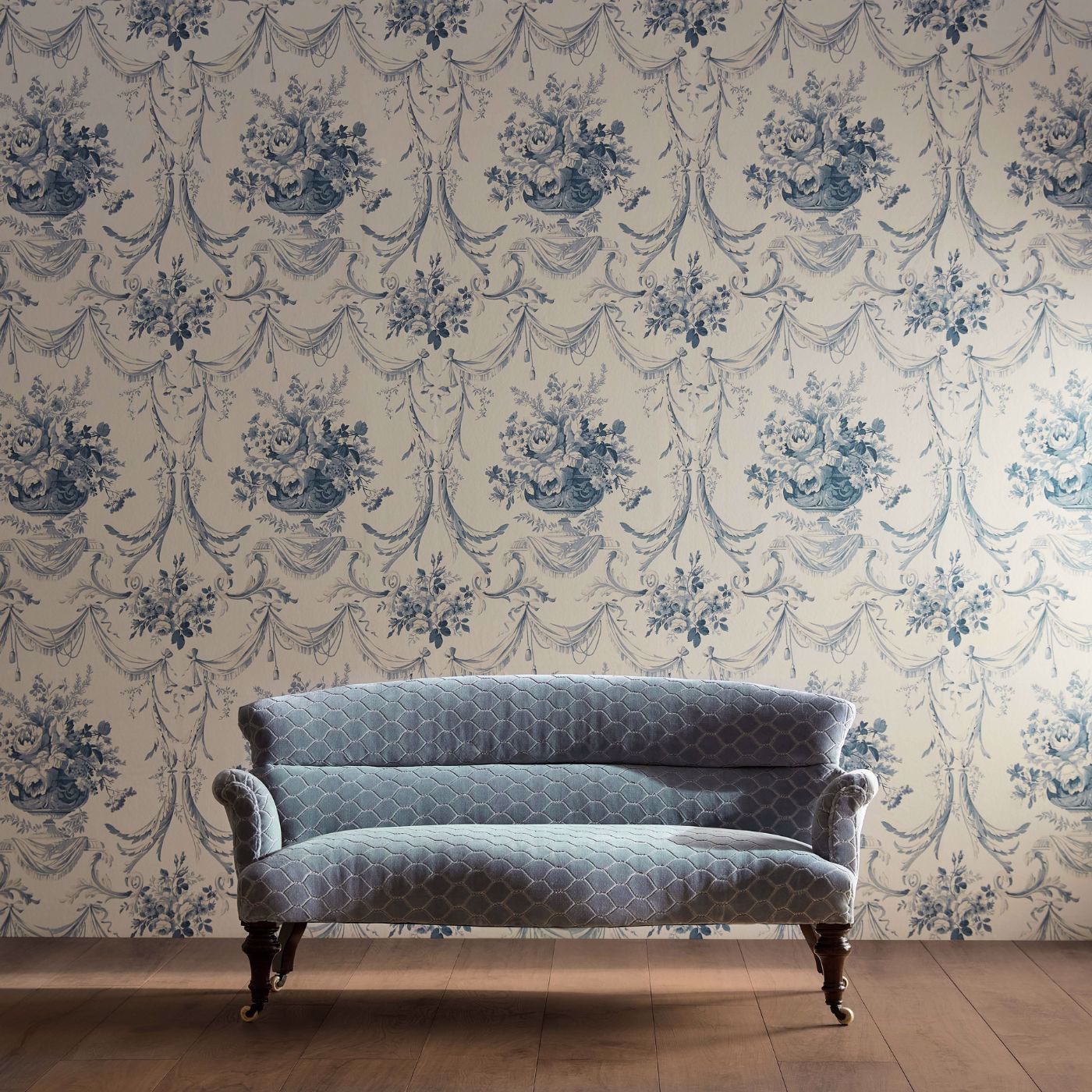 Sanderson - Faraday Velvet Celadon Fabric - DGDV237407 - Morris Wallpaper