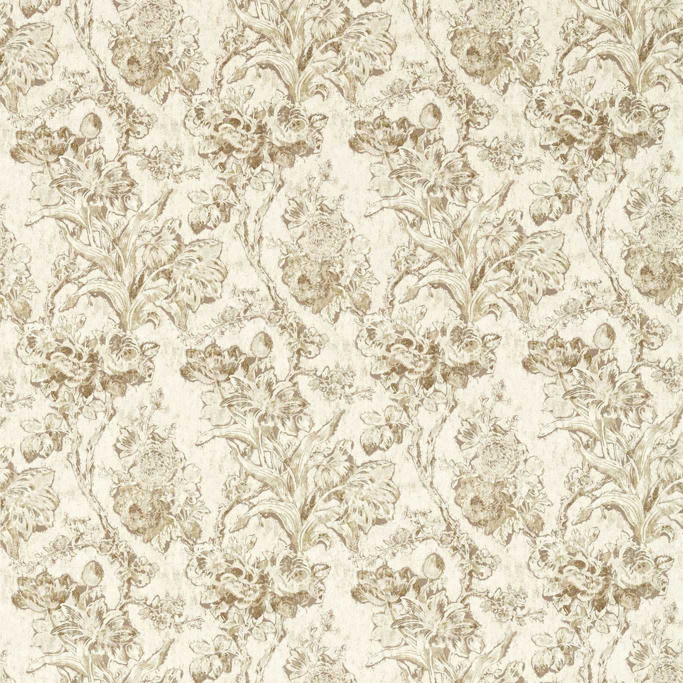 Sanderson - Fringed Tulip Toile Jute Fabric - DGDF227183 - Morris Wallpaper