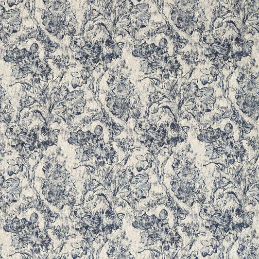 Sanderson - Fringed Tulip Toile Woad Fabric - DGDF227181 - Morris Wallpaper