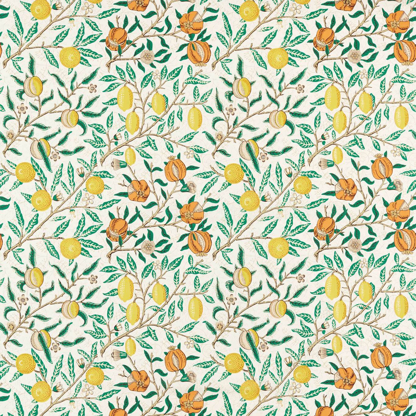 Sanderson - Fruit Sap Green/Tangerine Fabric - MVOF227205 - Morris Wallpaper