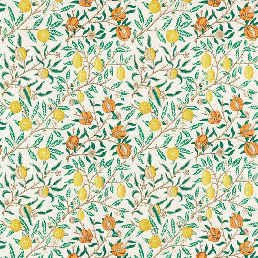 Sanderson - Fruit Sap Green/Tangerine Fabric - MVOF227205 - Morris Wallpaper