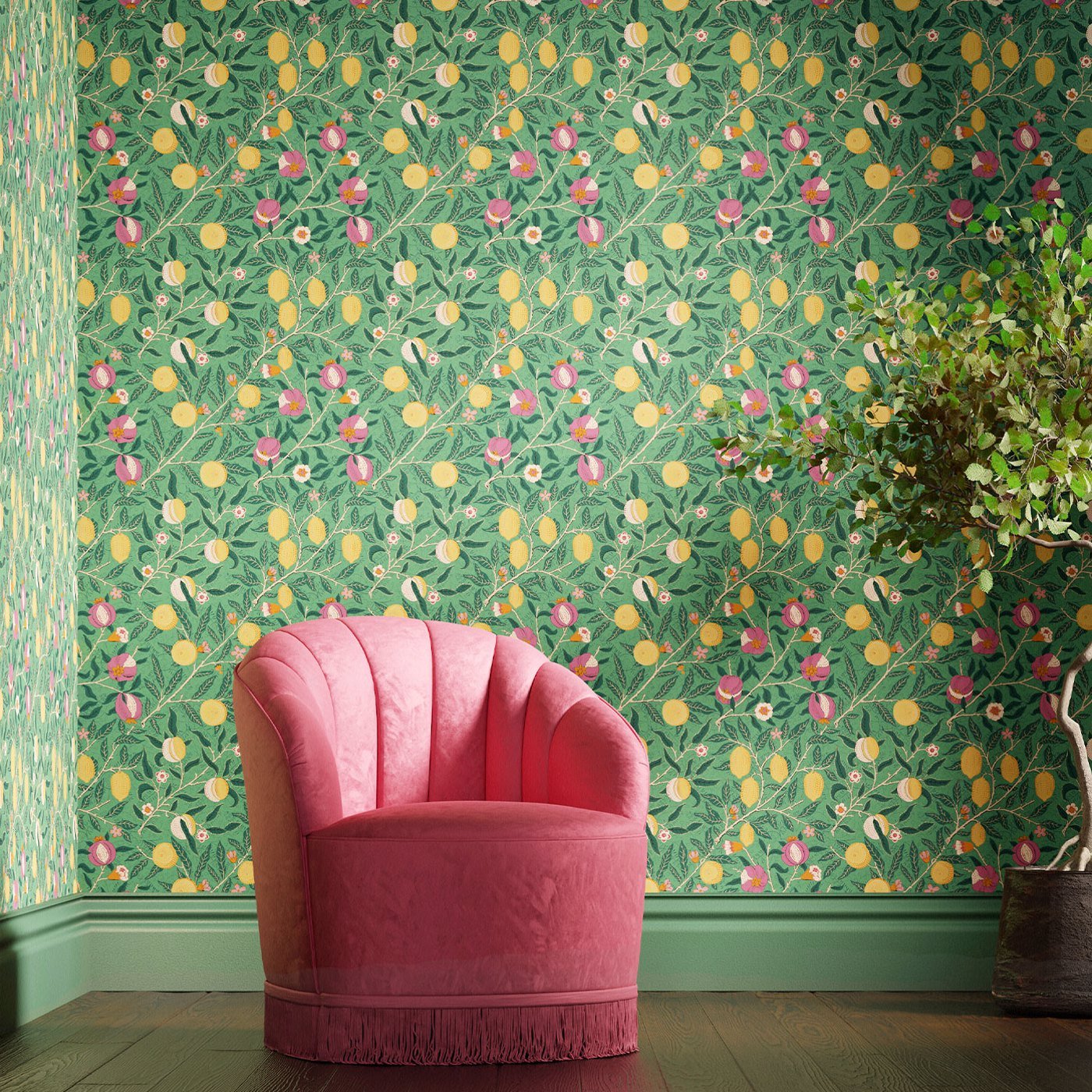 Sanderson - Fruit Tangled Green Wallpaper - AARC510018 - Morris Wallpaper