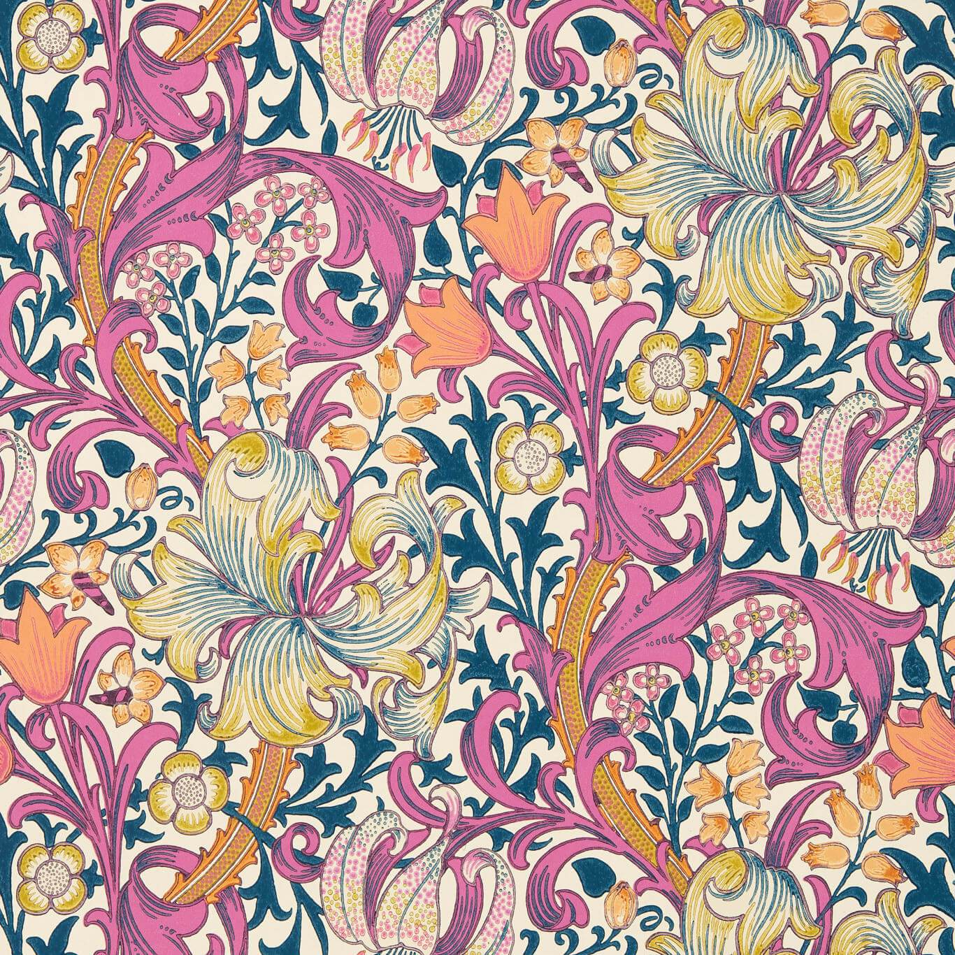 Sanderson - Golden Lily Pink Fizz Wallpaper - AARC510006 - Morris Wallpaper