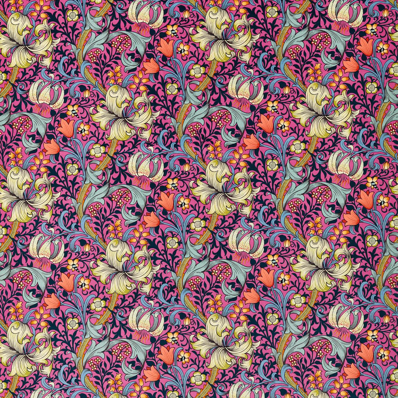 Sanderson - Golden Lily Serotonin Pink Fabric - AARC520003 - Morris Wallpaper