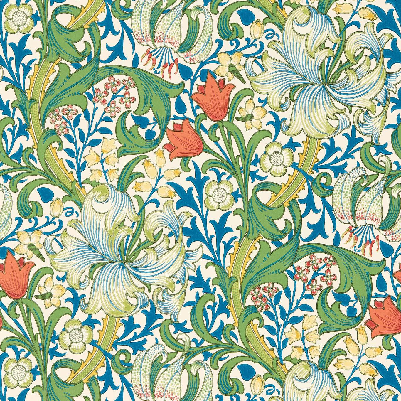 Golden Lily Wallpaper - Twister - MVOW217330 - Morris & Co - Bedford Park