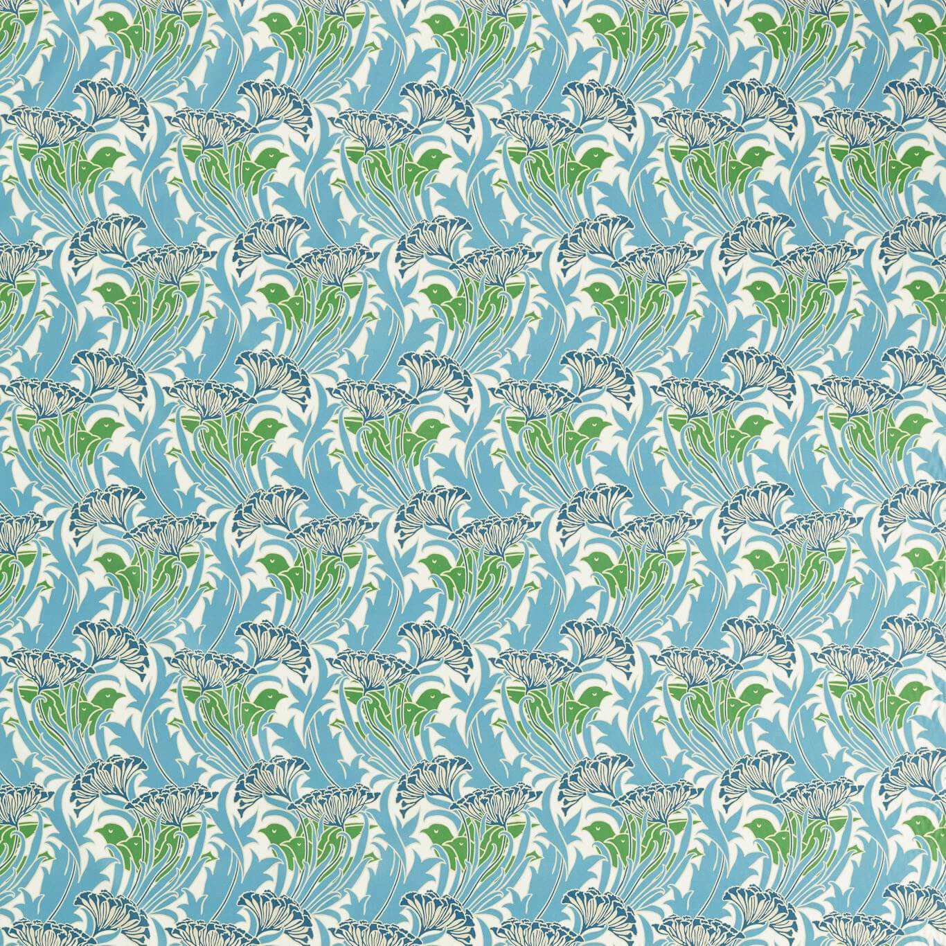 Sanderson - Laceflower Garden Green/Lagoon Fabric - MVOF227229 - Morris Wallpaper
