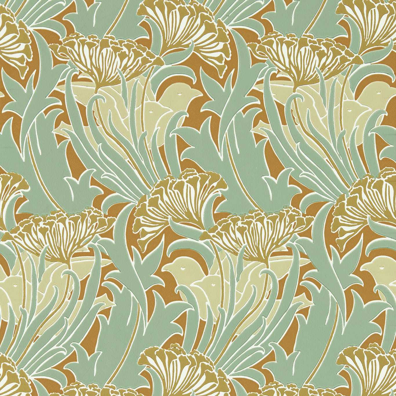 Sanderson - Laceflower Tobacco/Pistachio Wallpaper - MVOW217354 - Morris Wallpaper