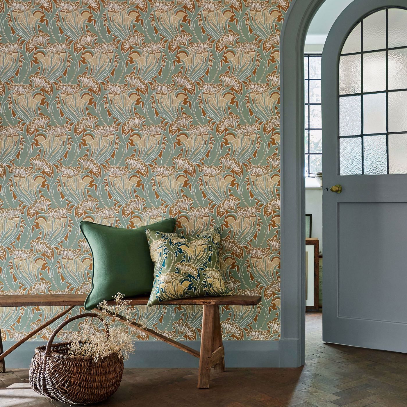 Sanderson - Laceflower Tobacco/Pistachio Wallpaper - MVOW217354 - Morris Wallpaper