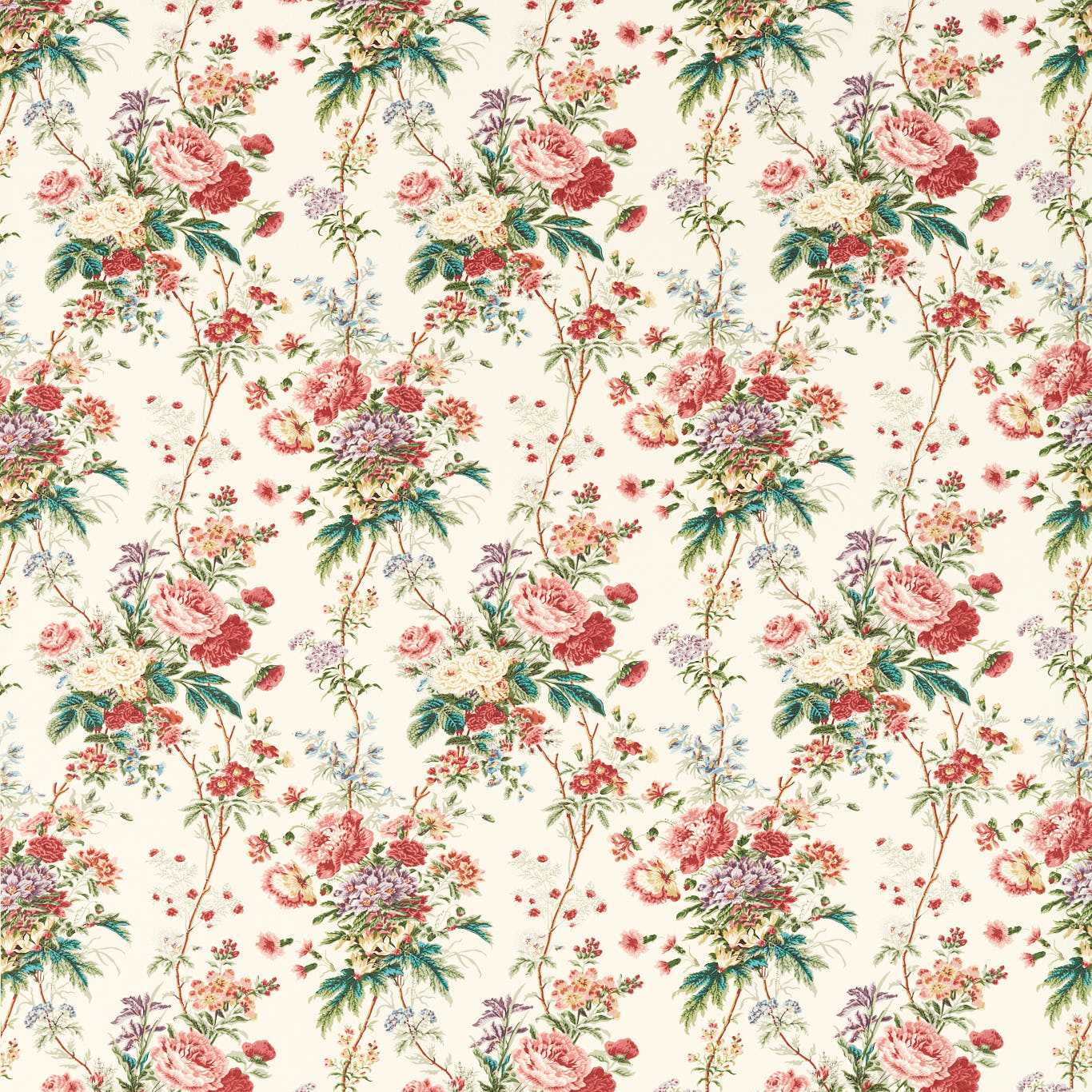 Sanderson - Lakeland Paradis Carmine Fabric - DGDF227173 - Morris Wallpaper