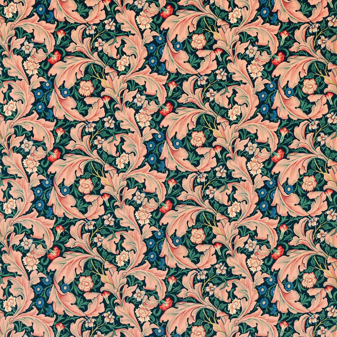 Sanderson - Leicester Cosmo Pink/Indigo Fabric - MVOF227211 - Morris Wallpaper