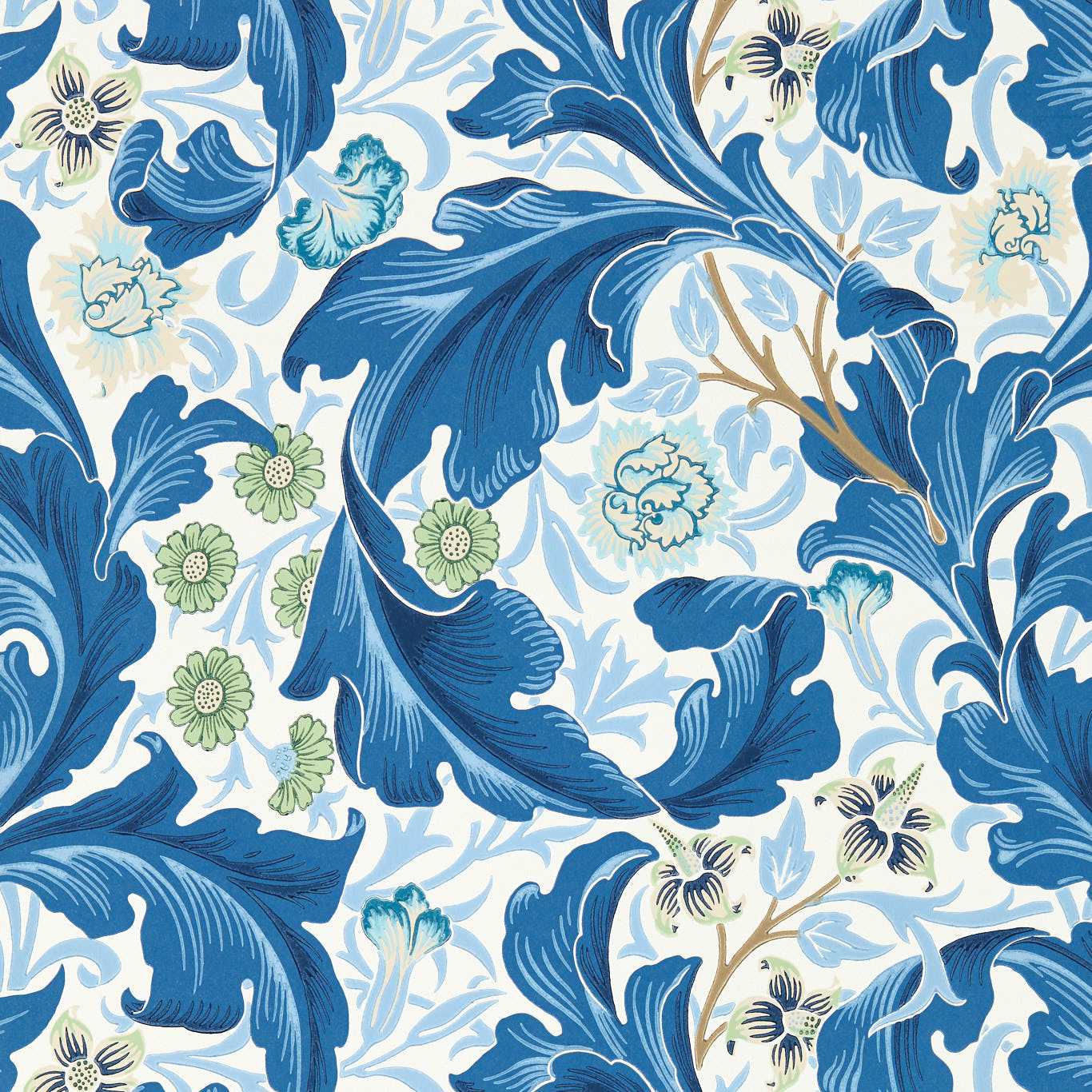 Sanderson - Leicester Paradise Blue Wallpaper - MVOW217335 - Morris Wallpaper