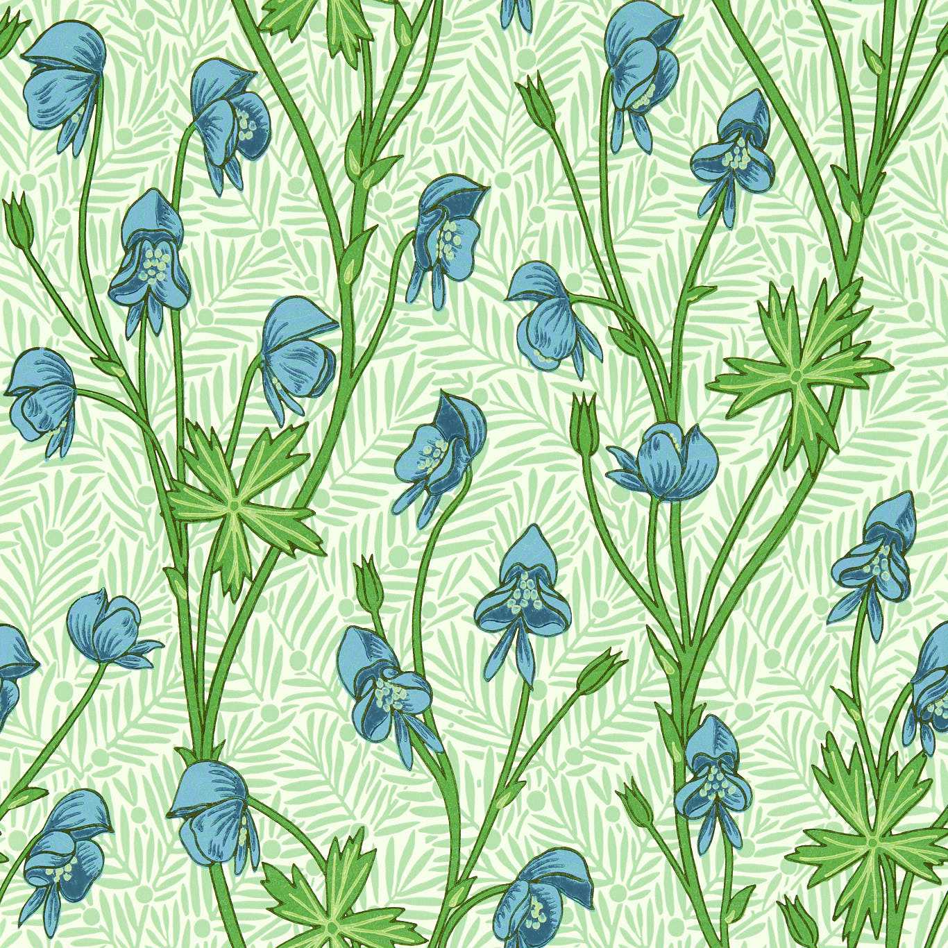 Sanderson - Monkshood Cobalt/Goblin Green Wallpaper - MVOW217343 - Morris Wallpaper