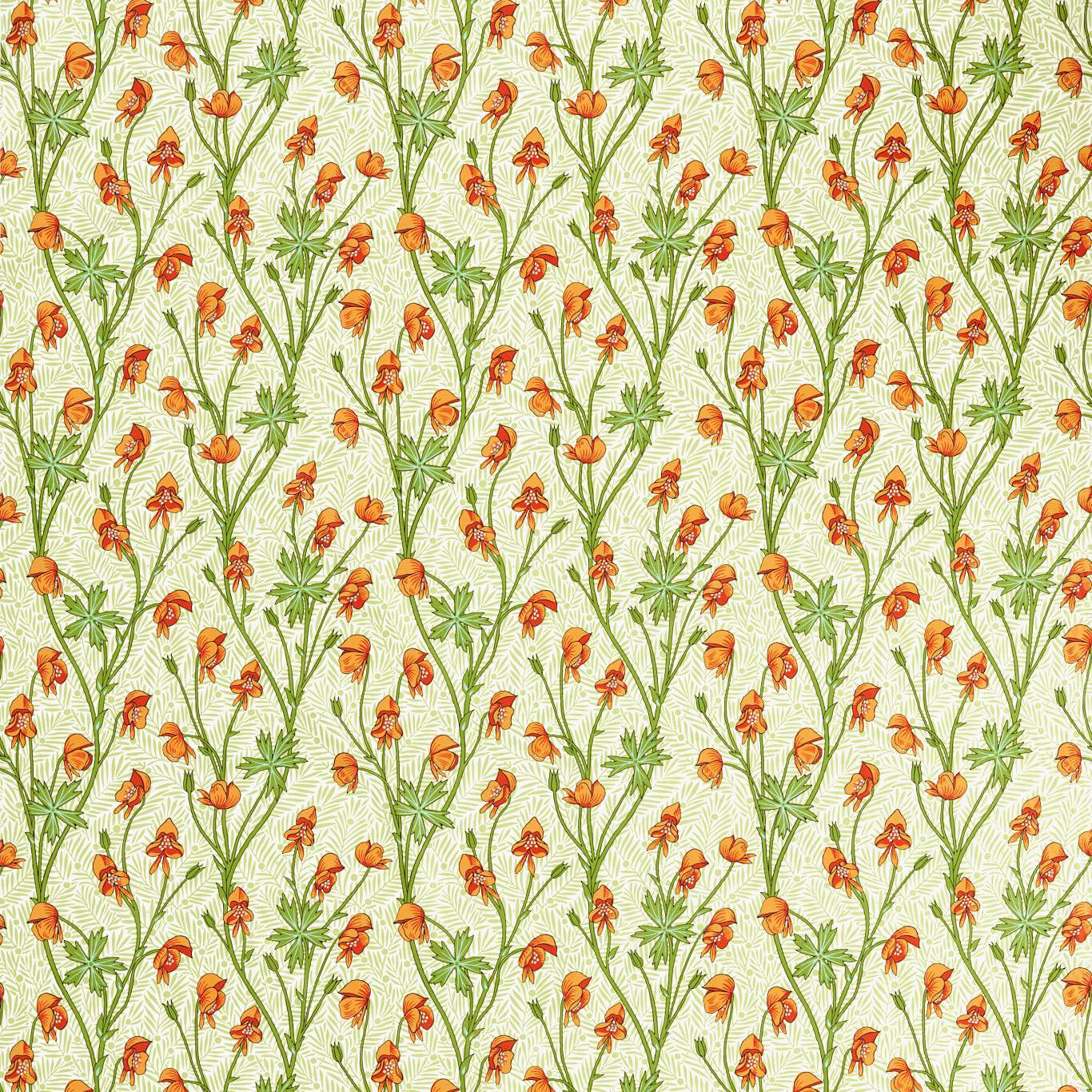 Sanderson - Monkshood Tangerine/Sage Fabric - MVOF227221 - Morris Wallpaper