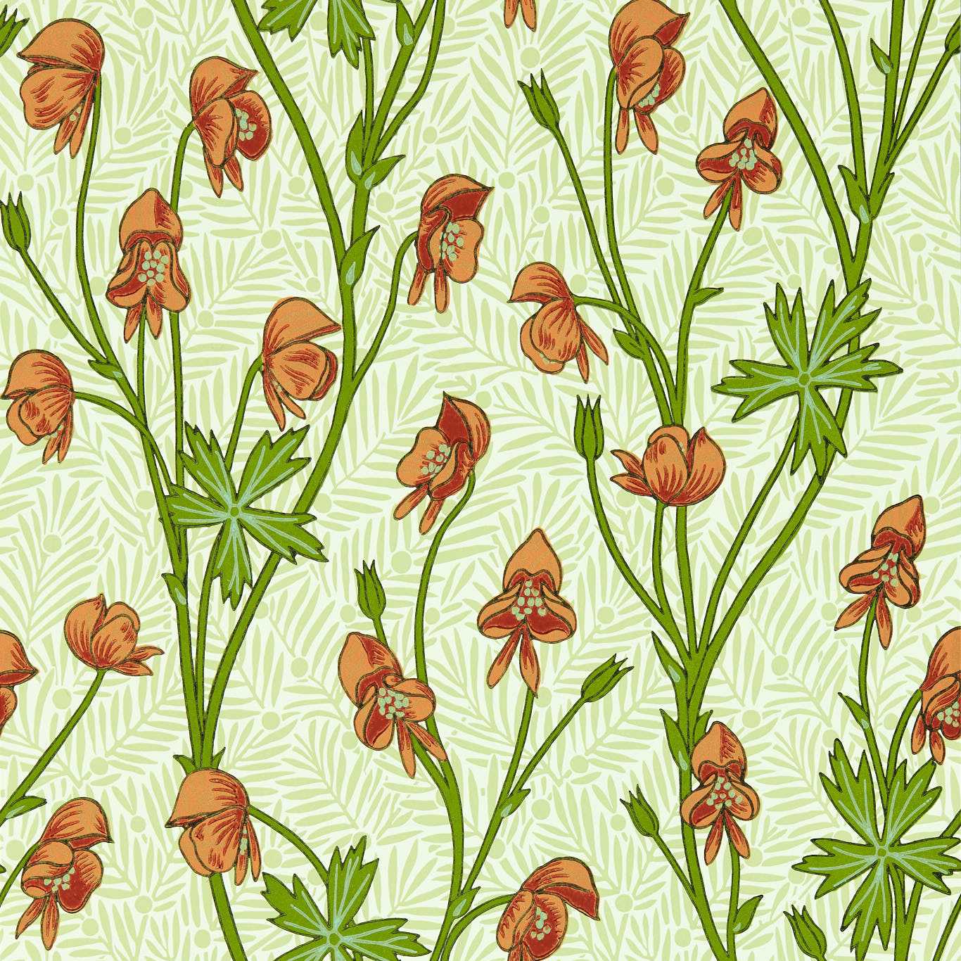 Sanderson - Monkshood Tangerine/Sage Wallpaper - MVOW217345 - Morris Wallpaper