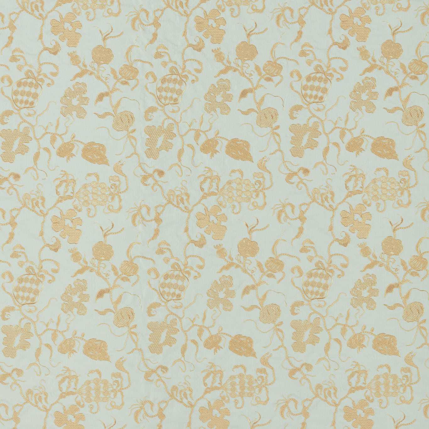 Sanderson - Mydsommer Pickings Smog Blue/Lame Gold Fabric - DGDF237389 - Morris Wallpaper