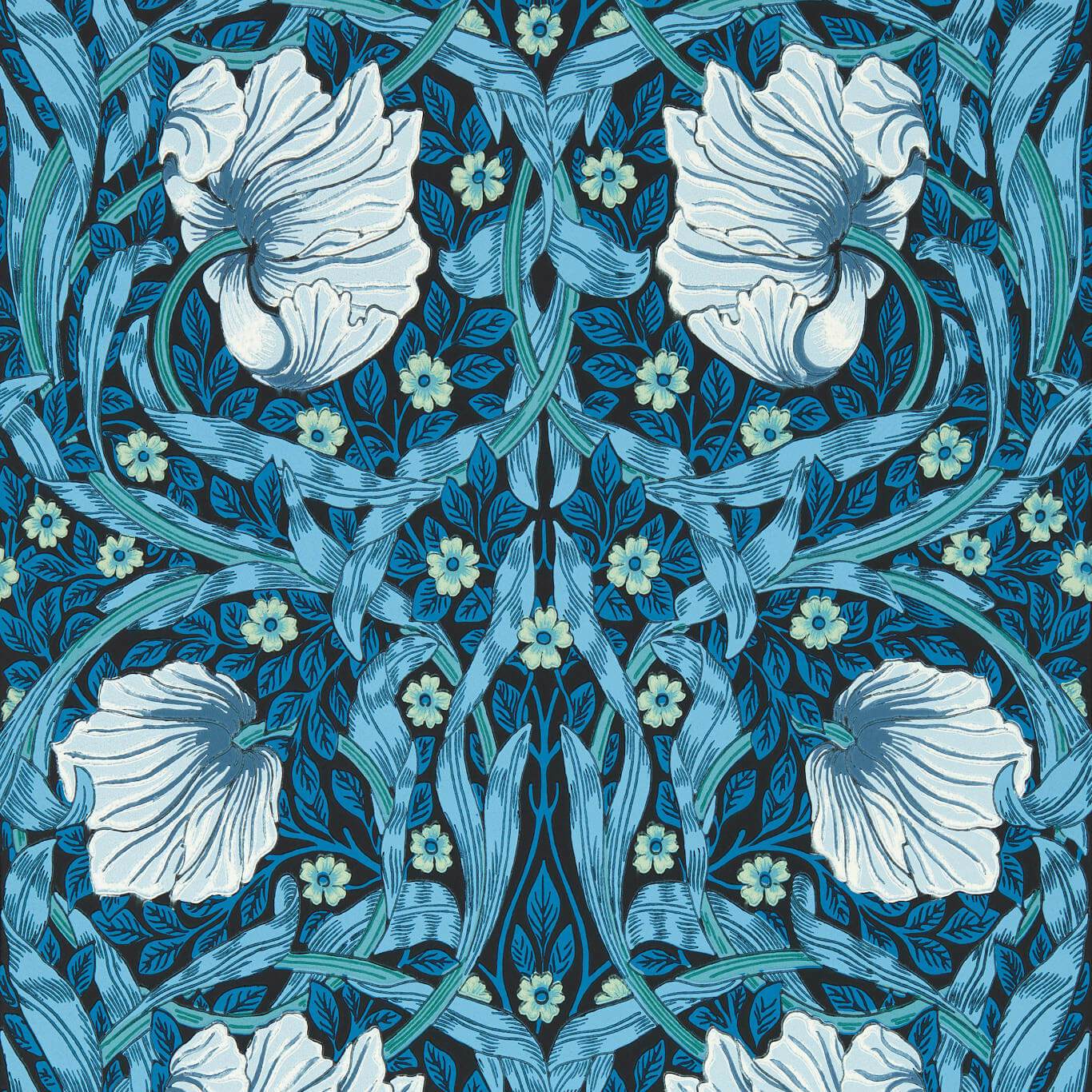 Sanderson - Pimpernel Midnight/Opal Wallpaper - MVOW217331 - Morris Wallpaper