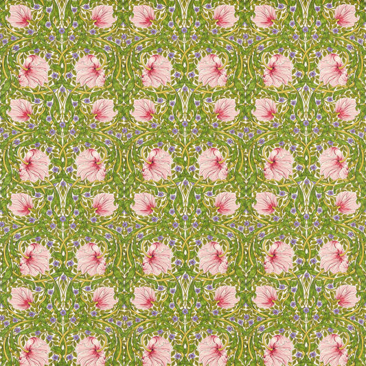 Sanderson - Pimpernel Sap Green/Strawberry Fabric - MVOF227214 - Morris Wallpaper