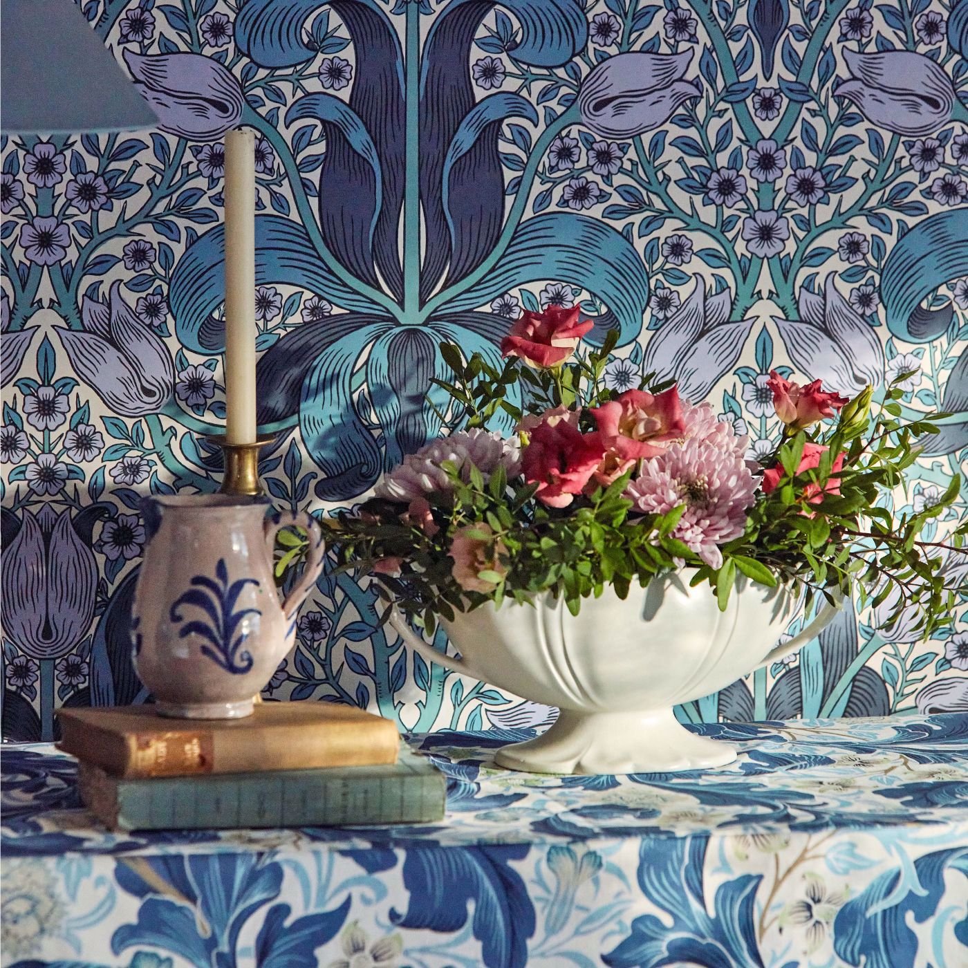 Sanderson - Spring Thicket Indigo/Lilac Wallpaper - MVOW217338 - Morris Wallpaper