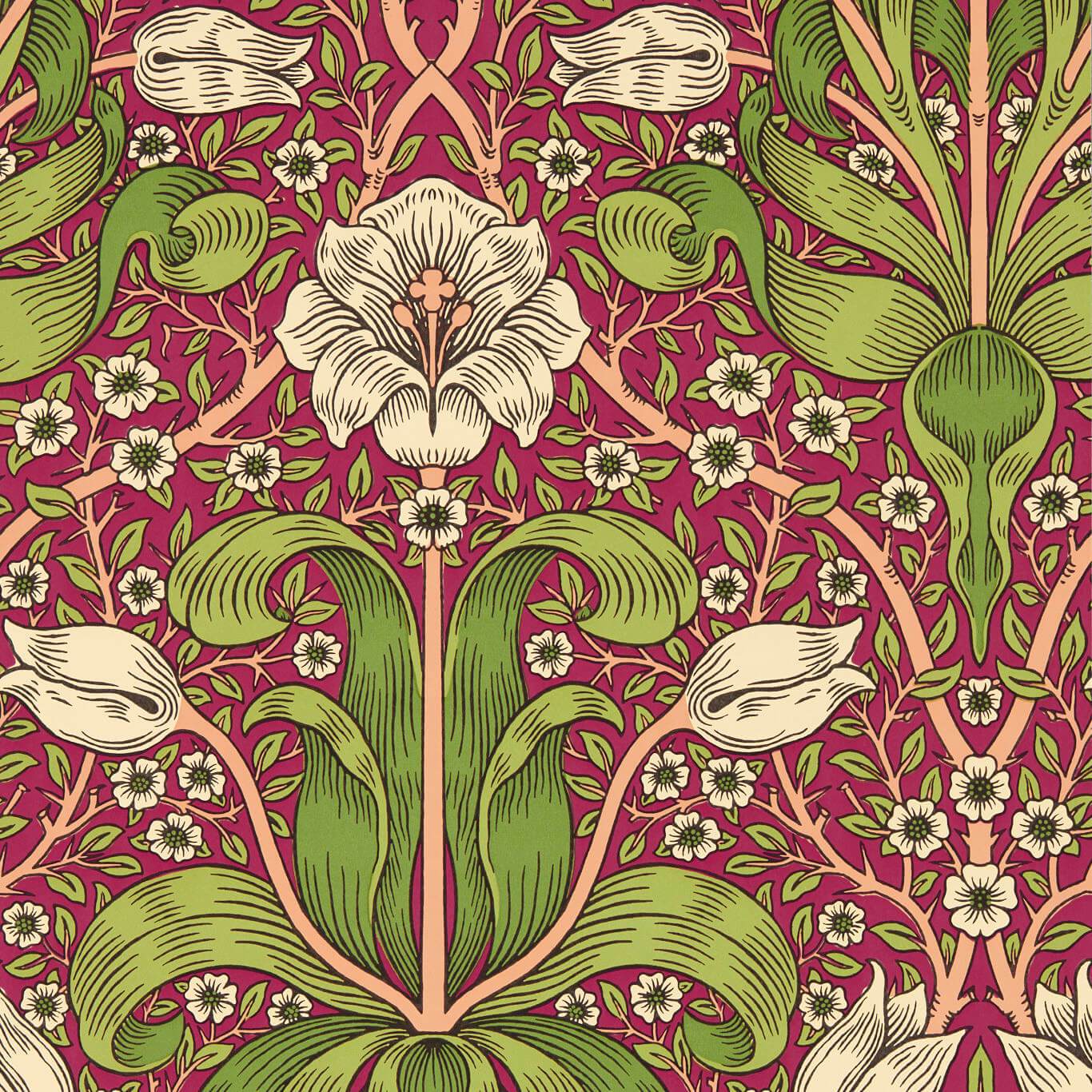 Sanderson - Spring Thicket Maraschino Cherry Wallpaper - MVOW217337 - Morris Wallpaper